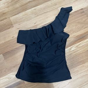SWIMSUIT TOP / black one shoulder (M) NWT